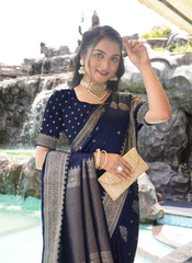 Nakshatra Blue satin silk saree.