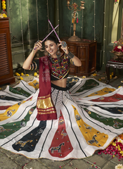 Nakshatra White Multicolored Navratri Lehenga Choli