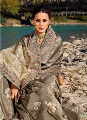 Moonlit Silver Elegance Banarasi Silk Ensemble