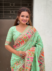 Nakshatra Sea Green Kanjeevaram silk saree