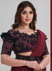 Nakshatra Maroon crushed saree
