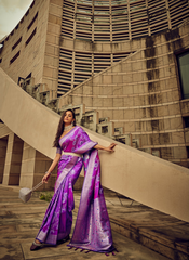 Peppy Purple Satin silk saree