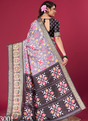 Nakshatra Greyish Black Patola silk saree