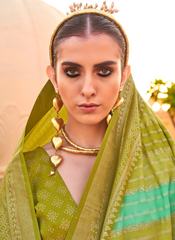 Nakshatra Light Olive Printed Saree