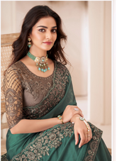 Nakshatra Green Chiffon Saree