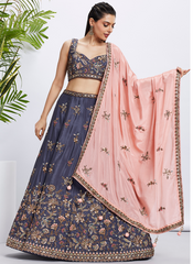 Nakshatra Voilet Embroidery Lehenga