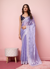 Nakshatra Light blue Burberry silk saree