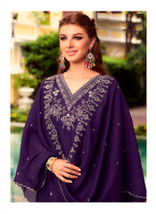 Nakshatra Purple Embroidered Shimmer Silk Readymade Suit