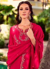 Nakshatra Pink Embroidered Shimmer Silk Readymade Suit