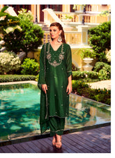 Nakshatra Mahendi Embroidered Shimmer Silk Readymade Suit