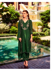 Nakshatra Mahendi Embroidered Shimmer Silk Readymade Suit