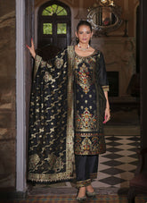 Nakshatra Black Jaquard Banarasi Silk Readymade Suit
