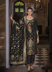 Nakshatra Black Jaquard Banarasi Silk Readymade Suit