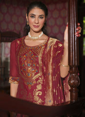 Nakshatra Maroon Jaquard Banarasi Silk Readymade Suit