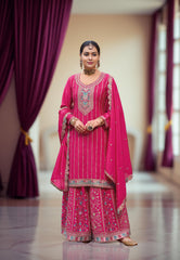 Nakshatra Pink Chinon Embroidered Suit