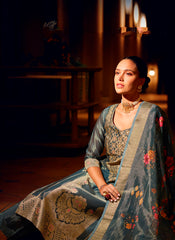 Nakshatra Blue Shimmer Silk Pant Readymade Suit