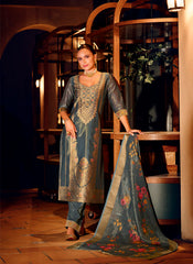 Nakshatra Blue Shimmer Silk Pant Readymade Suit