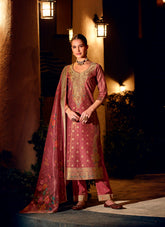 Nakshatra Maroon Shimmer Silk Pant Readymade Suit