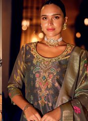 Nakshatra Grey Shimmer Silk Pant Readymade Suit