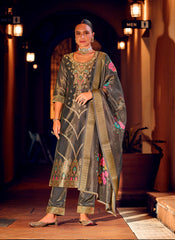 Nakshatra Grey Shimmer Silk Pant Readymade Suit