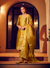 Nakshatra Mustard Shimmer Silk Pant Readymade Suit