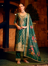Nakshatra Green Shimmer Silk Pant Readymade Suit