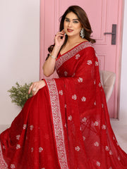 Nakshatra Red Printed Bollywood Style Saree