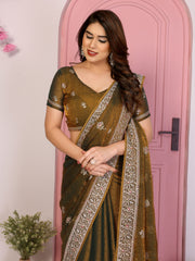 Nakshatra Brown Printed Bollywood Style Saree