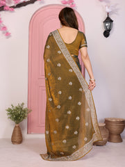 Nakshatra Brown Printed Bollywood Style Saree