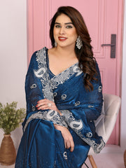 Nakshatra Blue Printed Bollywood Style Saree