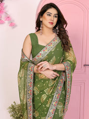 Nakshatra Bollywood Inspired Green Bandhini Saree