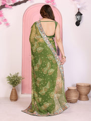 Nakshatra Bollywood Inspired Green Bandhini Saree