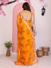 Nakshatra Bollywood Inspired Orange Bandhini Saree