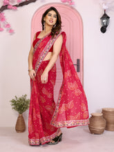 Nakshatra Bollywood Inspired Pink Bandhini Saree