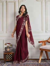 Nakshatra Maroon Shade Embroidery Saree