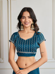 Nakshatra Teal Blue Shade Embroidery Saree