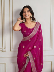 Nakshatra Pink Shade Embroidery Saree