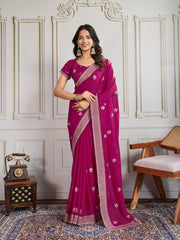Nakshatra Pink Shade Embroidery Saree