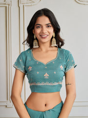 Nakshatra Sea Green Shade Embroidery Saree