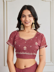 Nakshatra Rust Shade Embroidery Saree