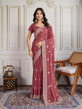 Nakshatra Rust Shade Embroidery Saree