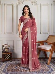 Nakshatra Rust Shade Embroidery Saree