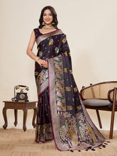 Nakshatra Wine Satin Silk Saree