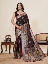 Nakshatra Brown Satin Silk Saree