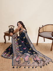 Nakshatra Blue Satin Silk Saree