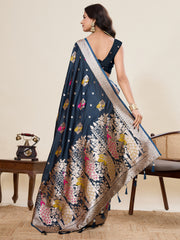 Nakshatra Blue Satin Silk Saree