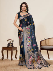 Nakshatra Blue Satin Silk Saree