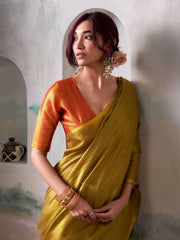 Nakshatra Mustard Tissue Silk Woven Saree