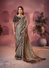 Nakshatra Copper Satin Silk Saree