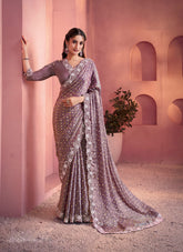 Nakshatra Lavender Satin Silk Saree